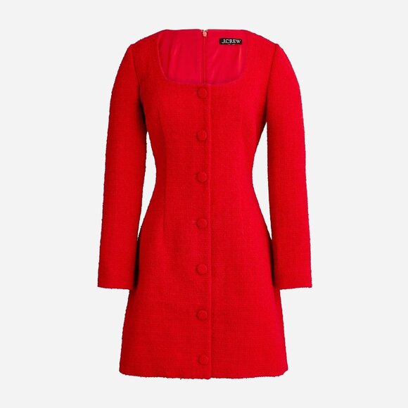 NWT J.Crew Sophia Mini in Festival Red Maritime Tweed Dress 4 $248 - Picture 3 of 7